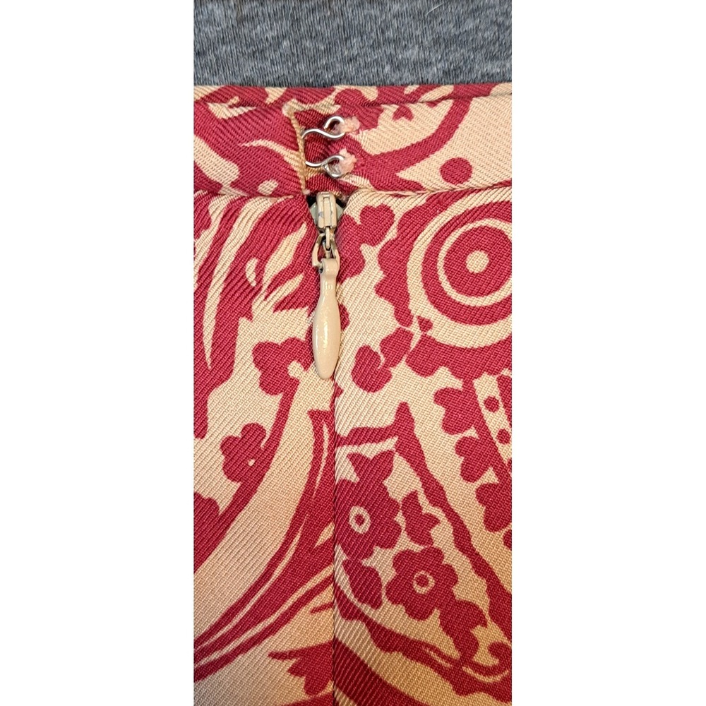 ANN TAYLOR Paisley Print Silk Wool Blend Knee Length Skirt Size 10 Red Beige - Picture 6 of 8